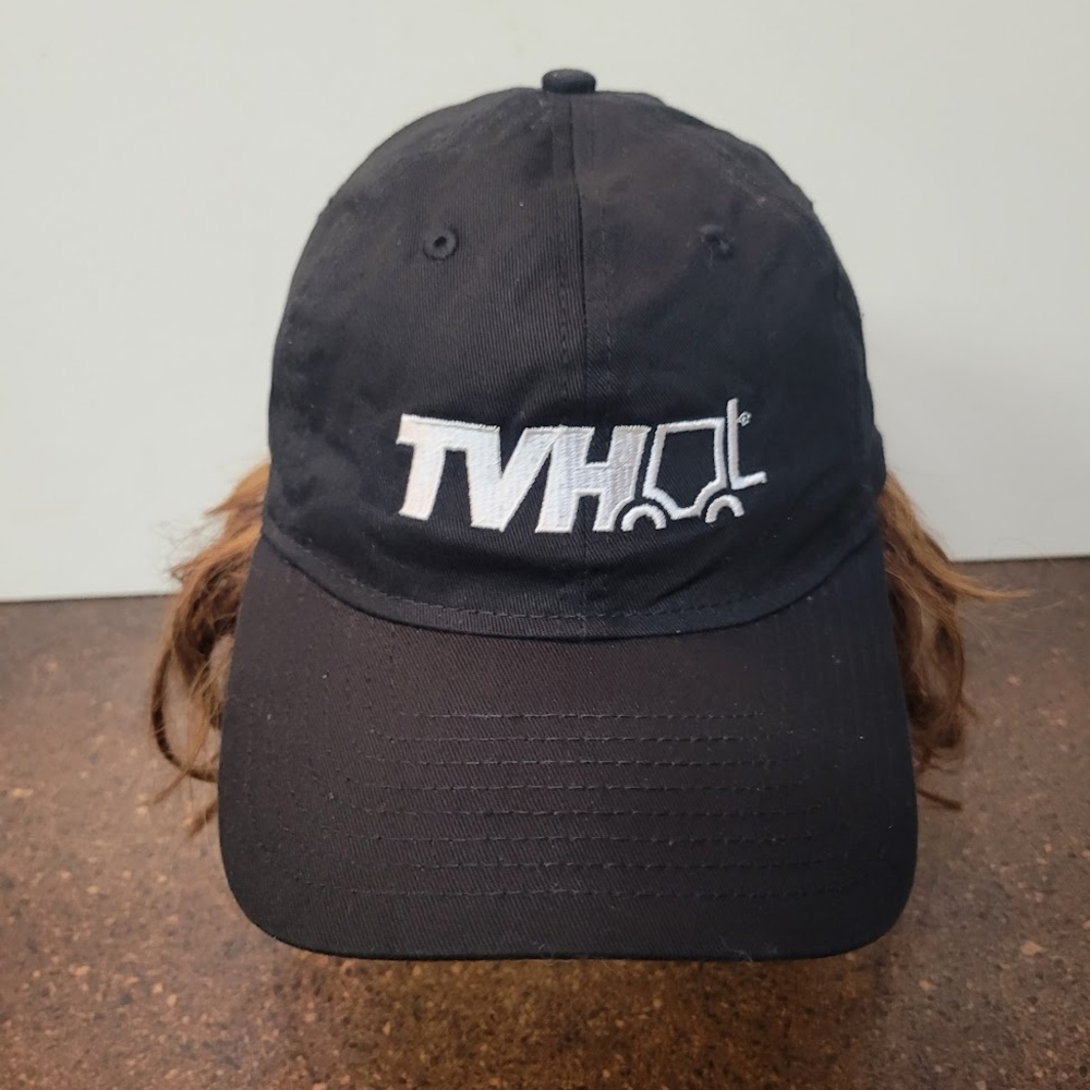 TVH Hat Cap Strap Back Black Embroidered Forklift Logo Mens One Size Cotton